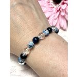 BŐSÉGTEREMTŐ kék tigrisszem, K2 és hegyikristály karkötő