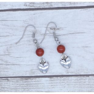 Szívecskés fülbevaló - jáspis