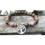 LÉLEKFA unakit és rodonit ásványkarkötő