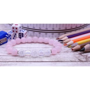   ISKOLAKEZDŐ tanulást segítő rózsakvarc / angyal aura / roppantott hegyikristály karkötő