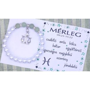   MÉRLEG karkötő jádéval és Swarovski Elements kristállyal