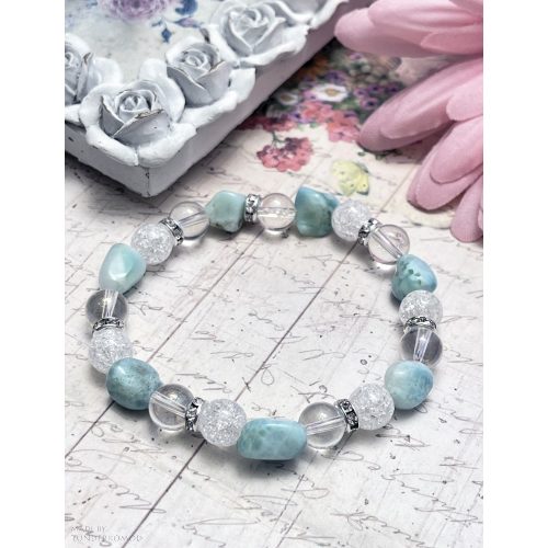 ATLANTISZ larimar, hegyikristály, angyal aura karkötő