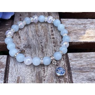   Akvamarin és aurakvarc karkötő (medál nélkül is kérhető)