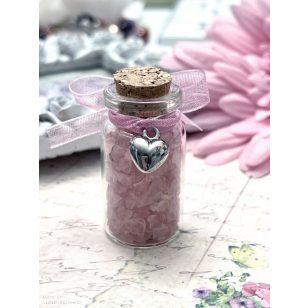 EGY ÜVEGNYI SZERETET - rózsakvarc ásványsplitteres fiola