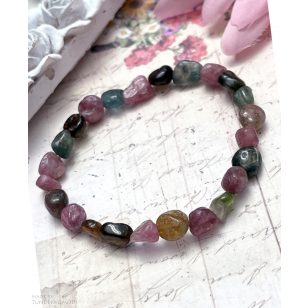 Turmalin pebble ásványkarkötő (multikolor)