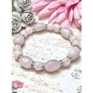 MORGANIT ÉS ROPPANTOTT HEGYIKRISTÁLY karkötő 