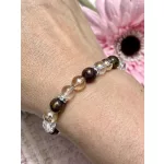  MELEGSÉG ÉS NYUGALOM hegyikristály, napfény aura, és bronz achát ásványkarkötő