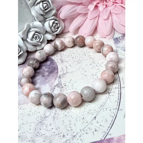 VÉGRE KIMONDOM rózsaszín zebrajáspis ásványkarkötő