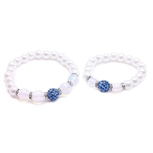   ÖRÖK HARMÓNIA opalit és teklagyöngy Anya-Lánya karkötő szett több méretben