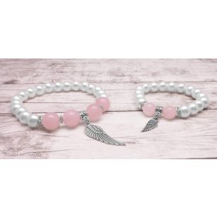   LEGDRÁGÁBB KINCSEM teklagyöngy és rózsakvarc karkötő szett - rózsakvarc 