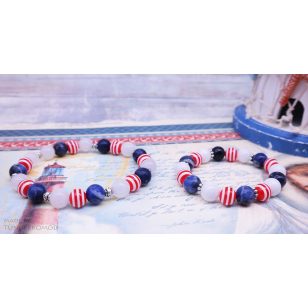   NAVY GIRLS szodalit és teklagyöngy Anya-Lánya karkötő szett