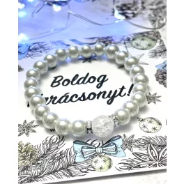   A SZERETET EREJE teklagyöngy és hegyikristály karkötő karácsonyi díszcsomagolásban