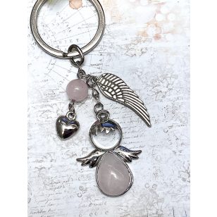 Szerencsehozó RÓZSAKVARC angyalka kulcstartó, táskadísz