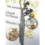 Kézzel festett, méhecskés pedagógus napi köszönet könyvjelző vagy kulcstartó