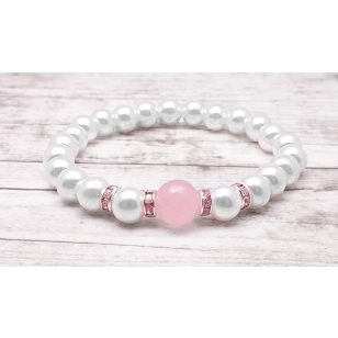 ÉRZÉKISÉG rózsakvarc / teklagyöngy karlánc