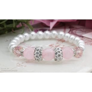   RÓZSASZÍN TÜNDÖKLÉS rózsakvarc / teklagyöngy karkötő
