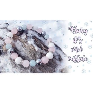   BABY IT'S COLD OUTSIDE rózsakvarc / akvamarin / hematit/ jáde ásványkarkötő