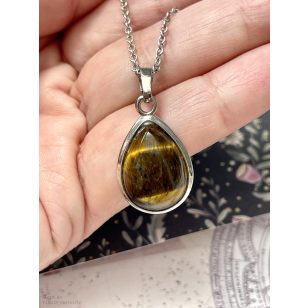   Tigrisszem csepp medál, fém keretes (lánccal is kérhető)