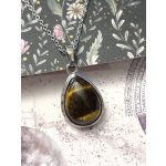 Tigrisszem csepp medál, fém keretes (lánccal is kérhető)