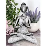 YOGA LADY szobor, 24 cm - szürke/ezüst
