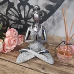 YOGA LADY szobor, 24 cm - szürke/ezüst
