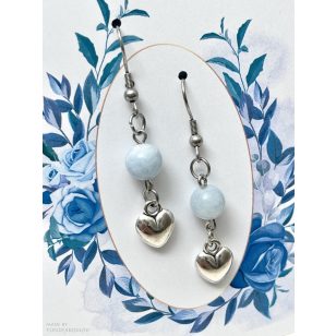   "Szívvarázs" akvamarin fülbevaló, nemesacéllal