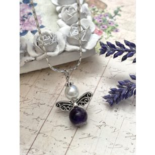  A NYUGALOM ANGYALA - ametiszt medál nikkelmentes láncon