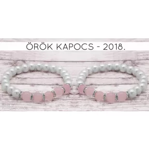   ÖRÖK KAPOCS barátságkarkötő szett rózsakvarccal és teklagyönggyel