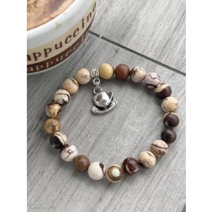   CAPPUCCINO JÁSPIS karkötő (kávéscsésze függővel vagy anélkül)