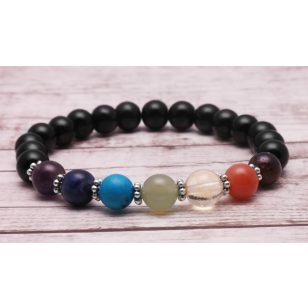 Csakrakarkötő fekete teklagyönggyel