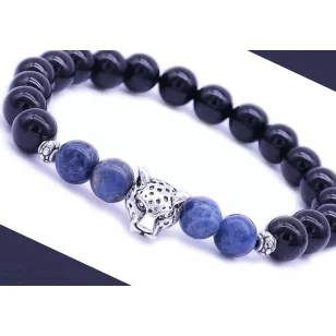 Párducos szodalit / ónix karkötő