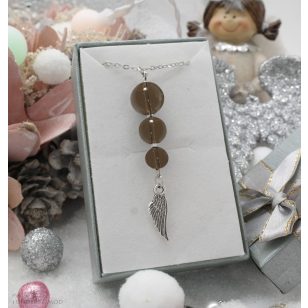   KITARTÁST segítő füstkvarc őrangyal medál (lánccal is kérheted)