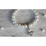 Hegyikristály VÉDŐANGYAL/teklagyöngy karkötő 