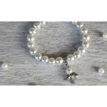 Hegyikristály VÉDŐANGYAL/teklagyöngy karkötő 