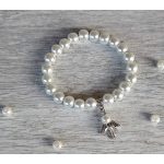 Hegyikristály VÉDŐANGYAL/teklagyöngy karkötő 