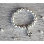 Hegyikristály VÉDŐANGYAL/teklagyöngy karkötő 