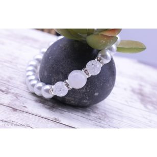   ️ RÁK egészségbevonzó holdkő / hegyikristály / teklagyöngy karkötő 