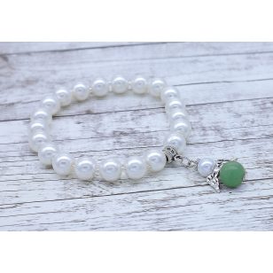   Jáde VÉDŐANGYAL karkötő fehér színű teklagyöngyökkel