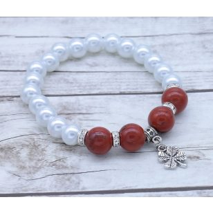   KOS Szerencsehozó jáspis / teklagyöngy karkötő  