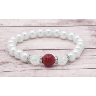   KOSOKnak Egészségbevonzó jáspis / hegyikristály / teklagyöngy karkötő 