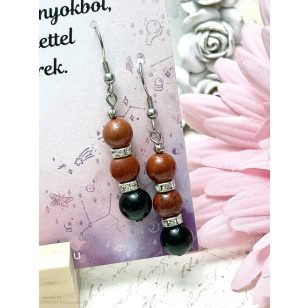 VÖRÖS LÁNG, FEKETE FÉNY - jáspis és ónix fülbevaló