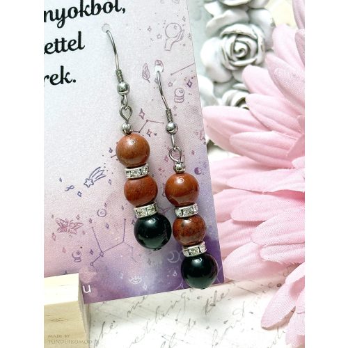 VÖRÖS LÁNG, FEKETE FÉNY - jáspis és ónix fülbevaló