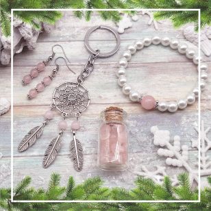   SZERETET ÉS SZERELEM rózsakvarc ajándékcsomag (4 részes)