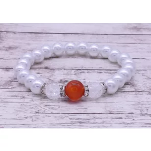   ️ OROSZLÁNOKnak Egészségbevonzó karneol / hegyikristály / teklagyöngy karkötő 