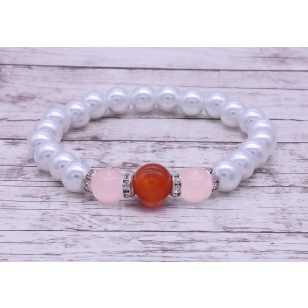   ️ OROSZLÁNoknak Szerelembevonzó karneol / rózsakvarc / teklagyöngy karkötő 