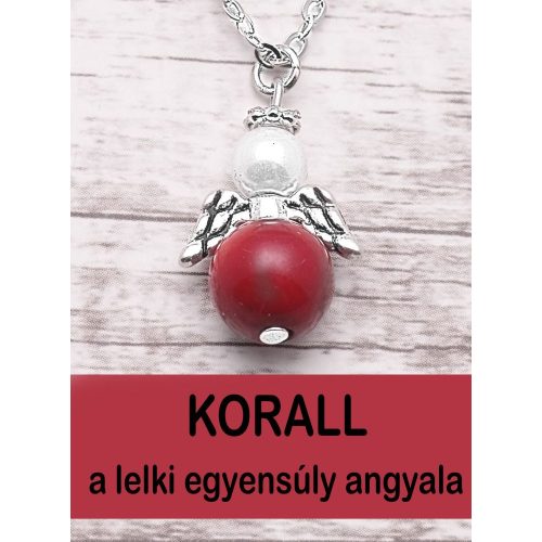 A LELKI EGYENSÚLY ANGYALA - korall angyalka nyaklánc