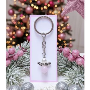 RÓZSAKVARC angyalkás kulcstartó