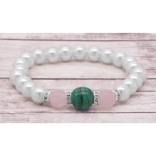   BIKÁknak Szerelembevonzó malachit / rózsakvarc / teklagyöngy karkötő 