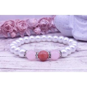   SZŰZeknek Szerelembevonzó napkő / rózsakvarc / teklagyöngy karkötő 