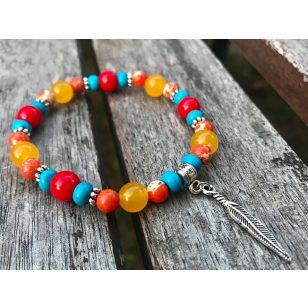   INDIÁN NYÁR jáde, regalit, türkinit és teklagyöngy karkötő